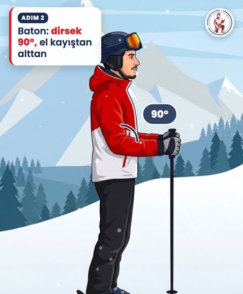 Baton: dirsek 90°, el kayıştan alttan
