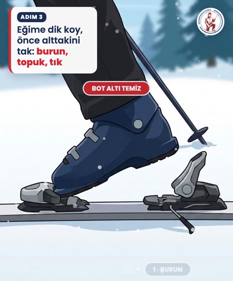 Eğime dik koy, önce alttakini tak: burun, topuk, tık